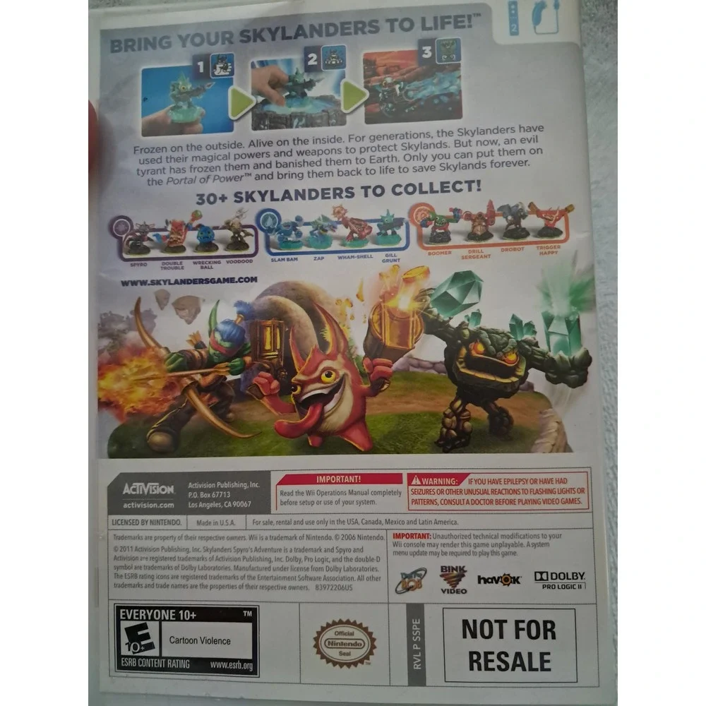 Skylanders Spyros Adventure Nintendo Wii Game Portal Figures Spyro Gill‎ Grunt